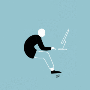 postura animação computador azul