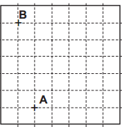 pontos A e B em malha quadriculada