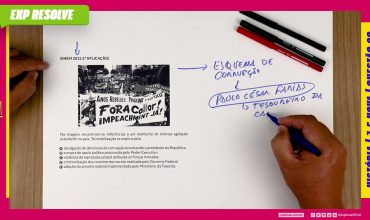 Na imagem, encontram-se referências a um momento de intensa agitação estudantil no país